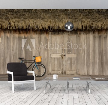 Image de Wooden walls with doors and bicycles parked